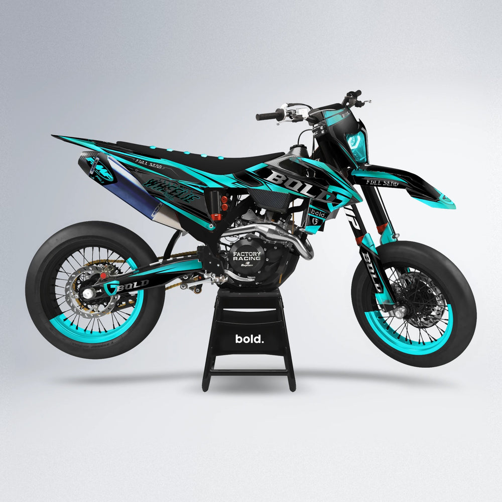 GEBEL V1 supermoto graphics kit in Teal