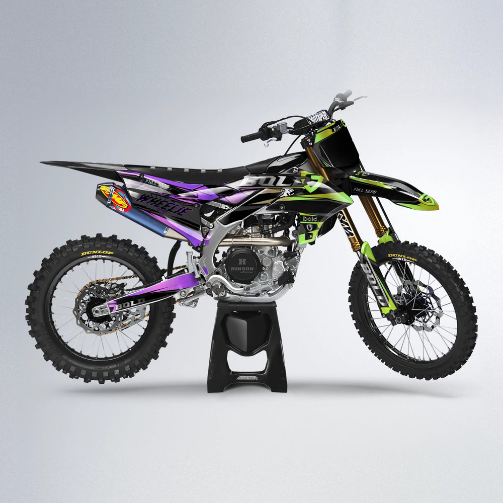 GEBEL V1 Yamaha YZF MX motocross graphics kit in Purple & Yellow