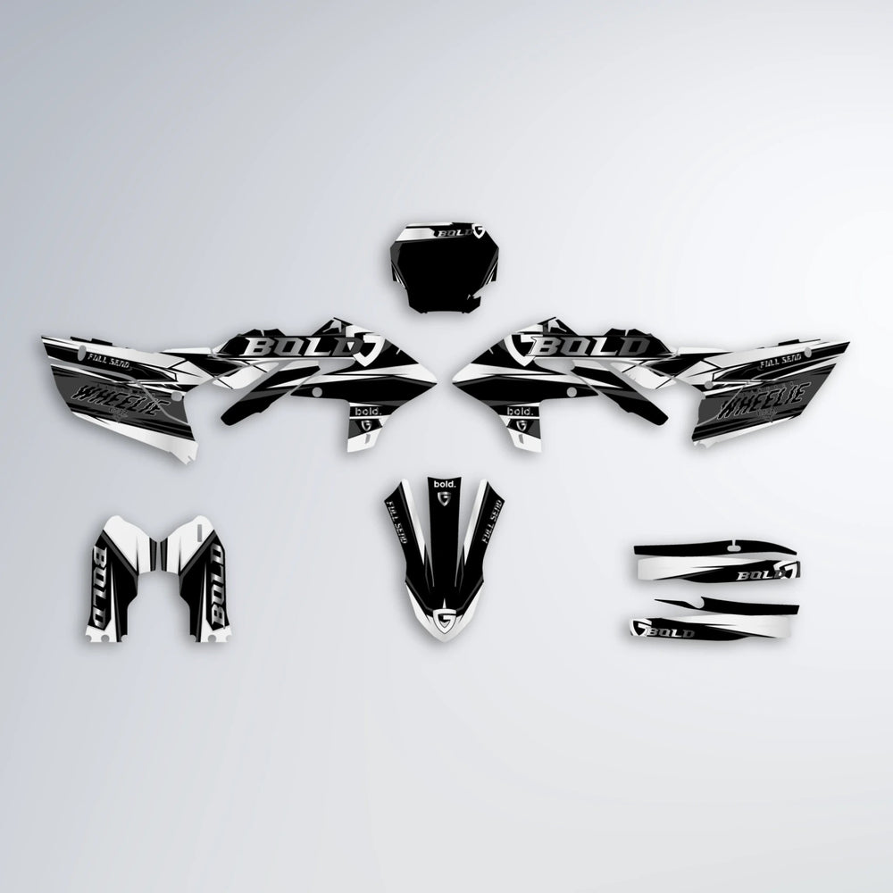 GEBEL V1 Yamaha YZF MX graphics kit parts layout in White