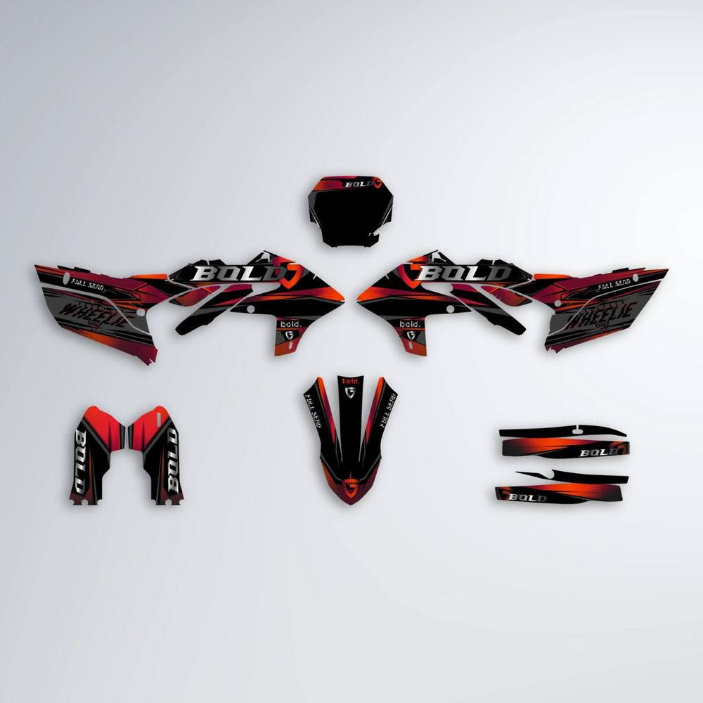GEBEL V1 Yamaha YZF SM graphics kit parts layout in Black & Red
