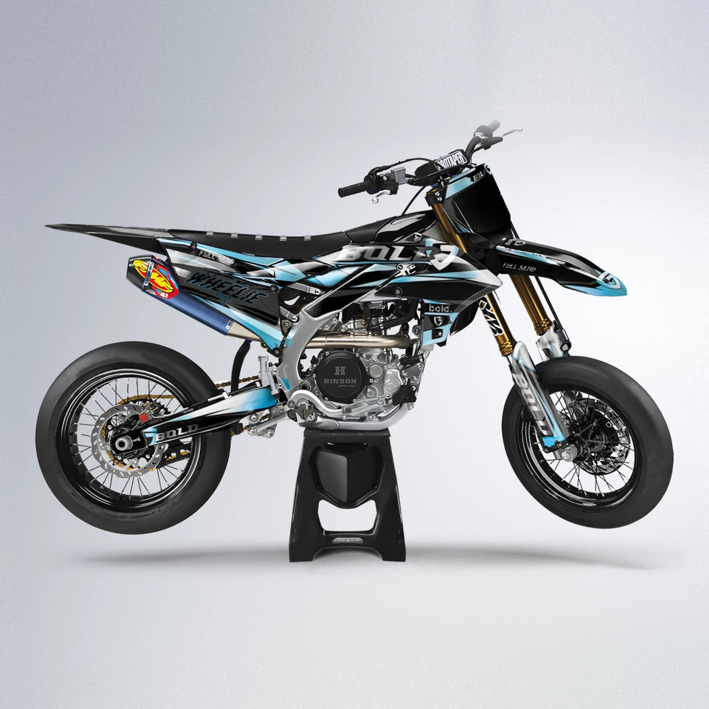 GEBEL V1 Yamaha YZF SM supermoto graphics kit in Light Blue & White