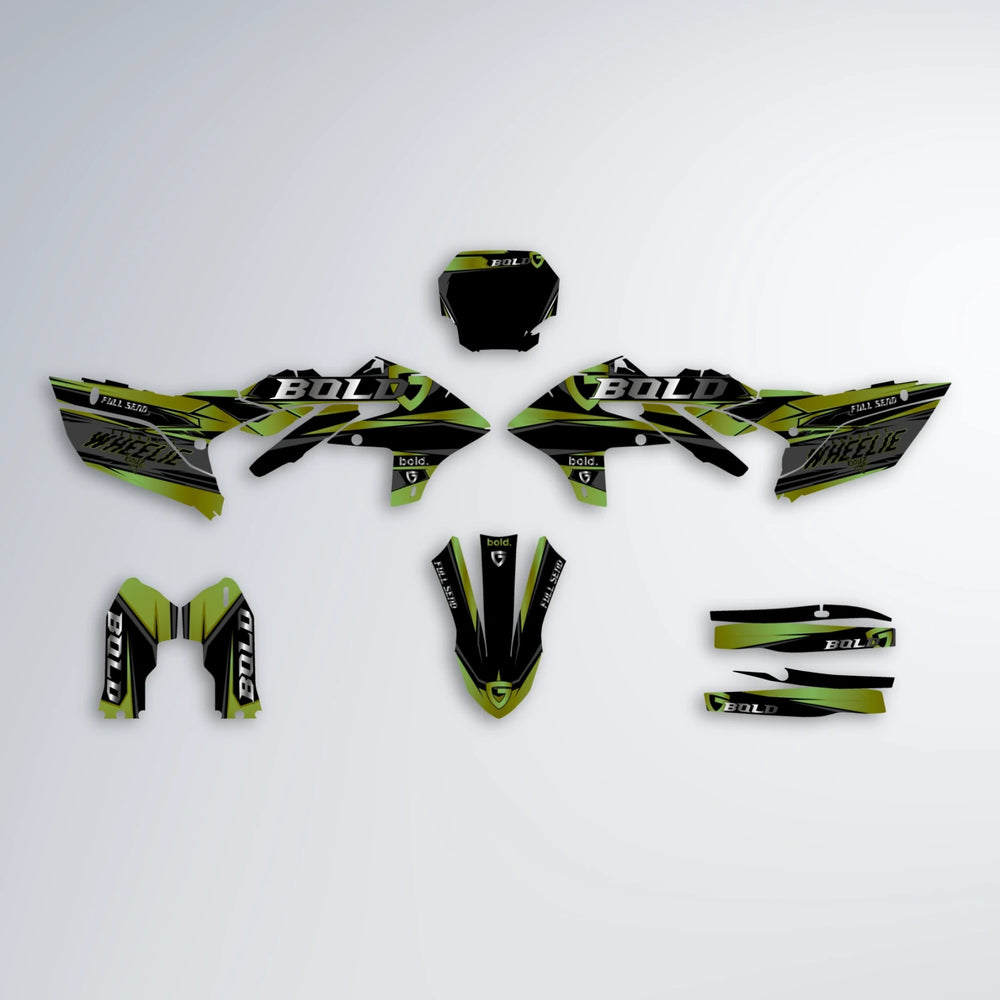 GEBEL V1 Yamaha YZF SM graphics kit parts layout in Olive