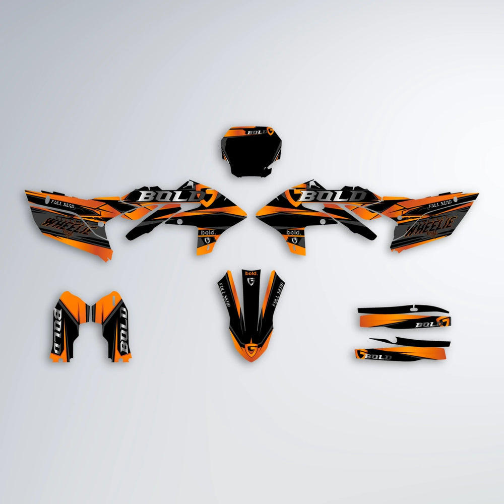 GEBEL V1 Yamaha YZF SM graphics kit parts layout in Orange