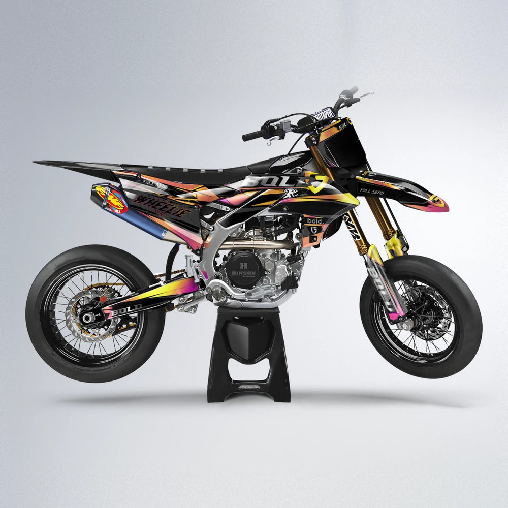 GEBEL V1 Yamaha YZF SM supermoto graphics kit in Pink & Yellow