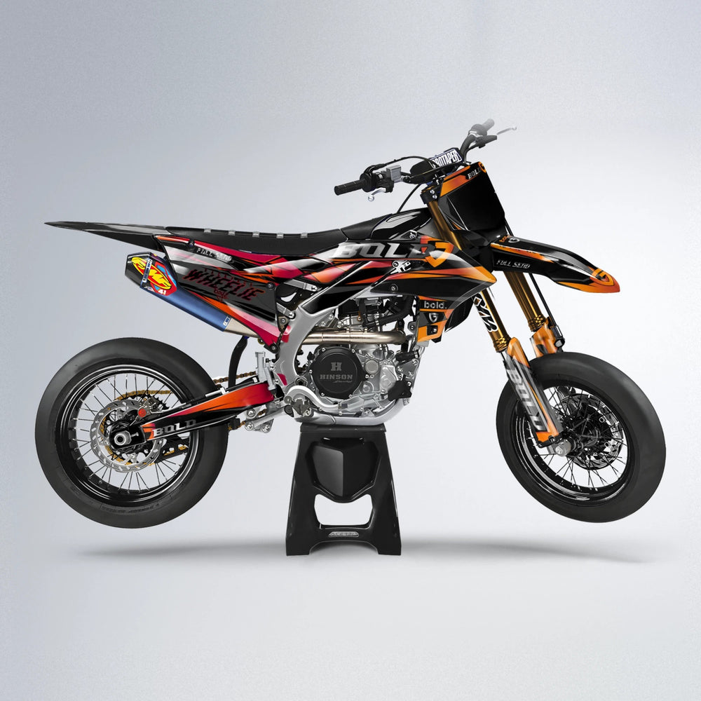 GEBEL V1 Yamaha YZF SM supermoto graphics kit in Red & Orange