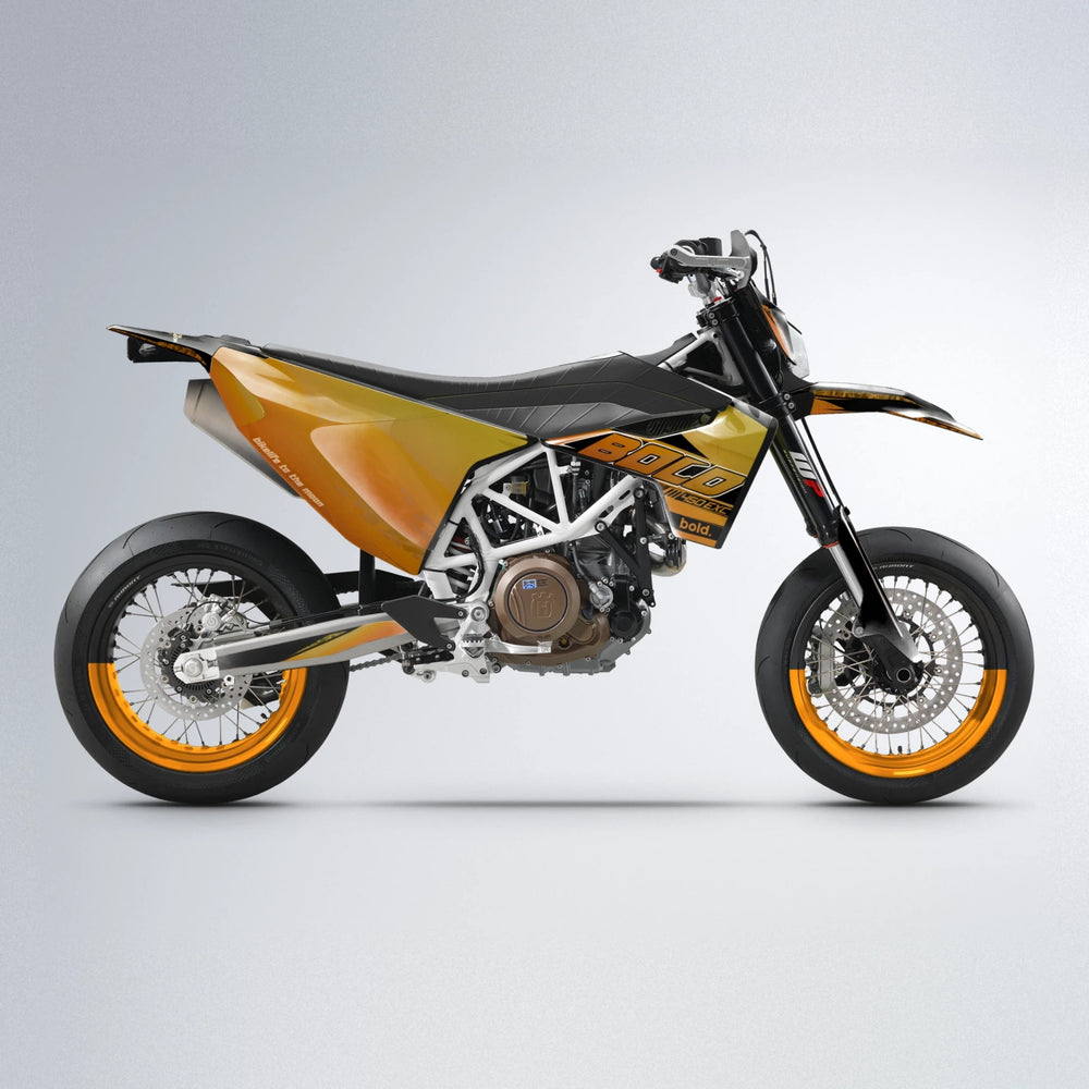 GEBEL V2 Husqvarna 701 supermoto graphics kit in Orange & Yellow