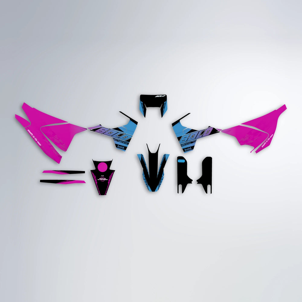 GEBEL V2 Husqvarna 701 graphics kit parts layout in Pink & Light Blue