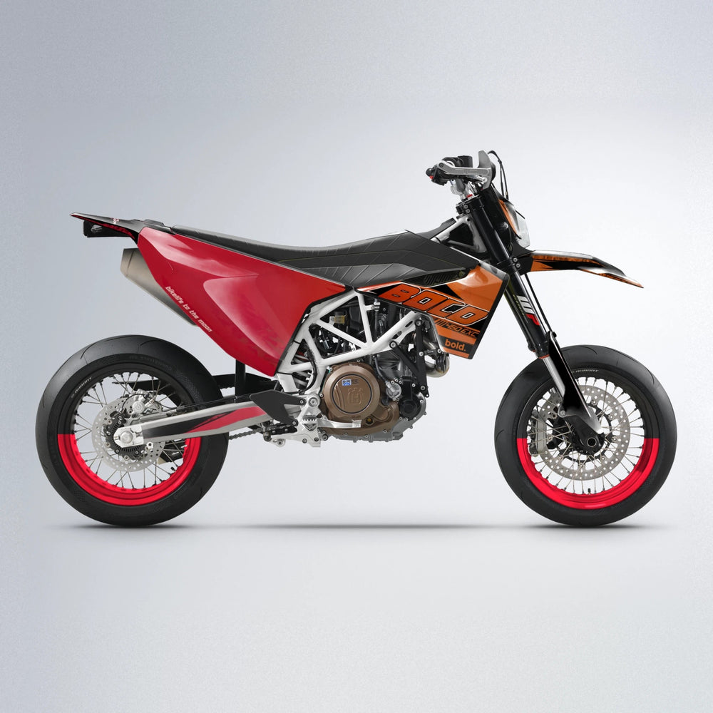 GEBEL V2 Husqvarna 701 supermoto graphics kit in Red & Orange