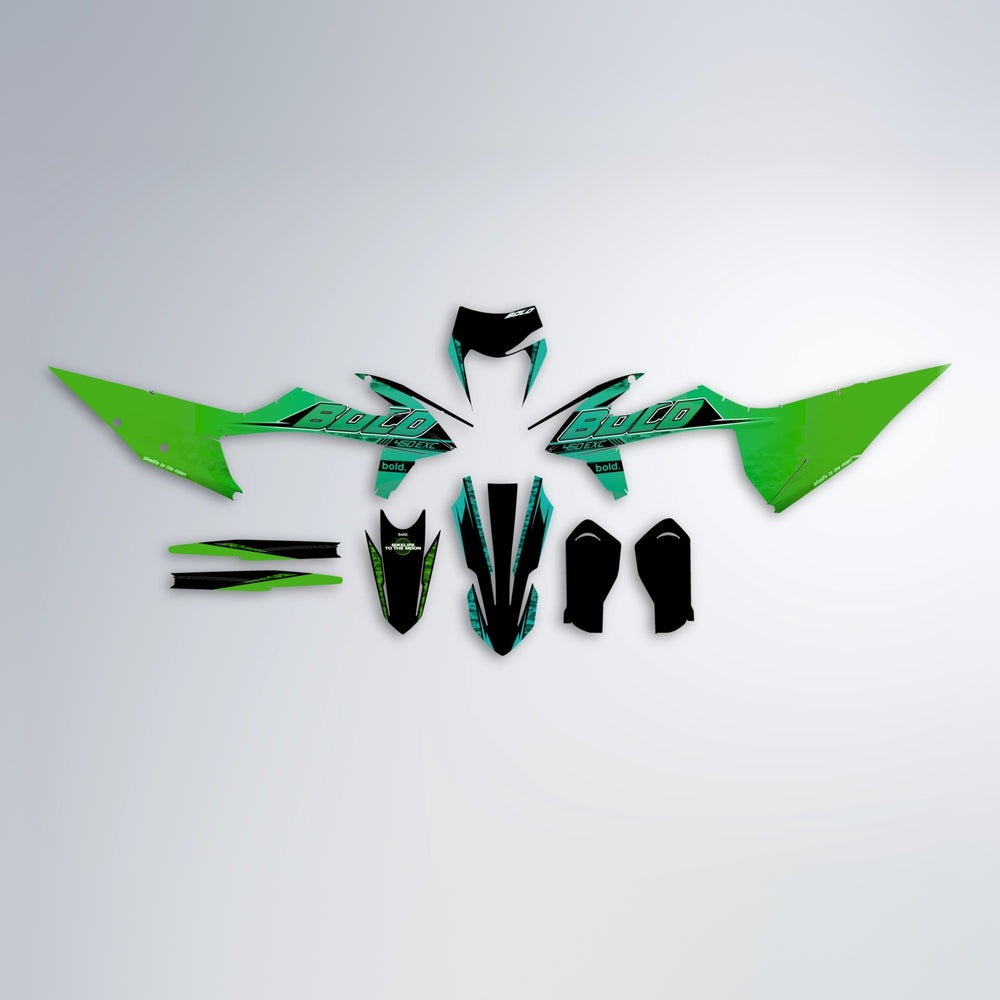 GEBEL V2 graphics kit parts layout in Cyan & Green