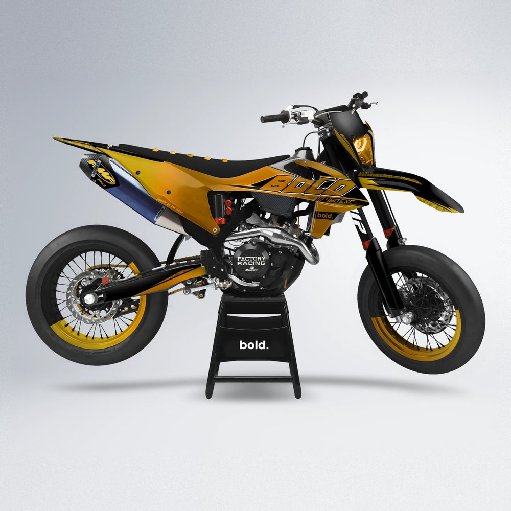 GEBEL V2 supermoto graphics kit in Gold Chrome