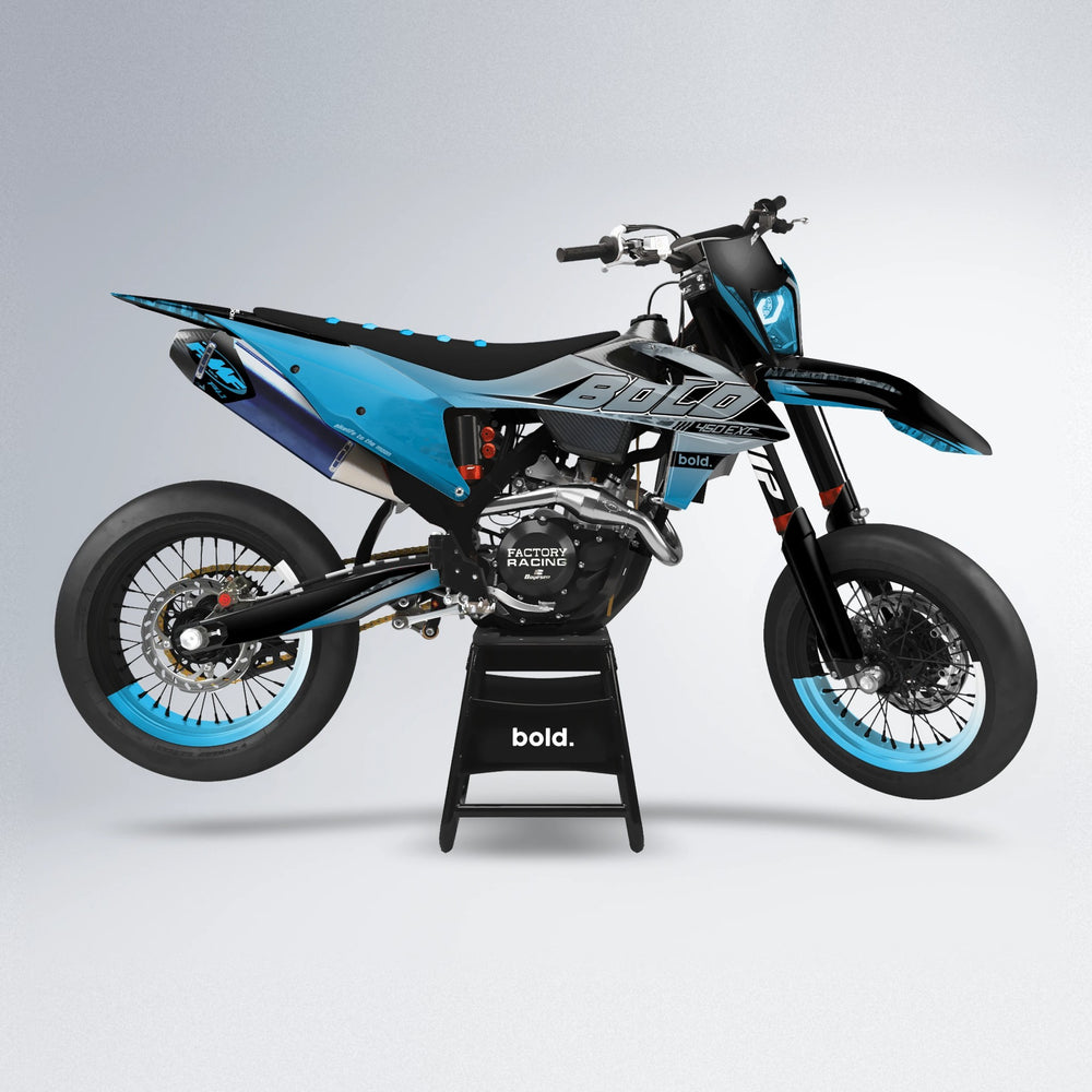 GEBEL V2 supermoto graphics kit in Light Blue & White