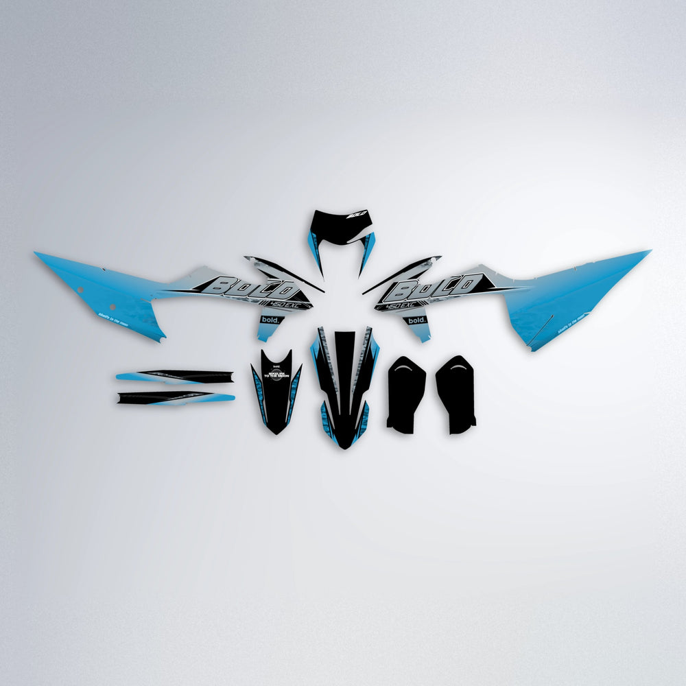 GEBEL V2 graphics kit parts layout in Light Blue & White