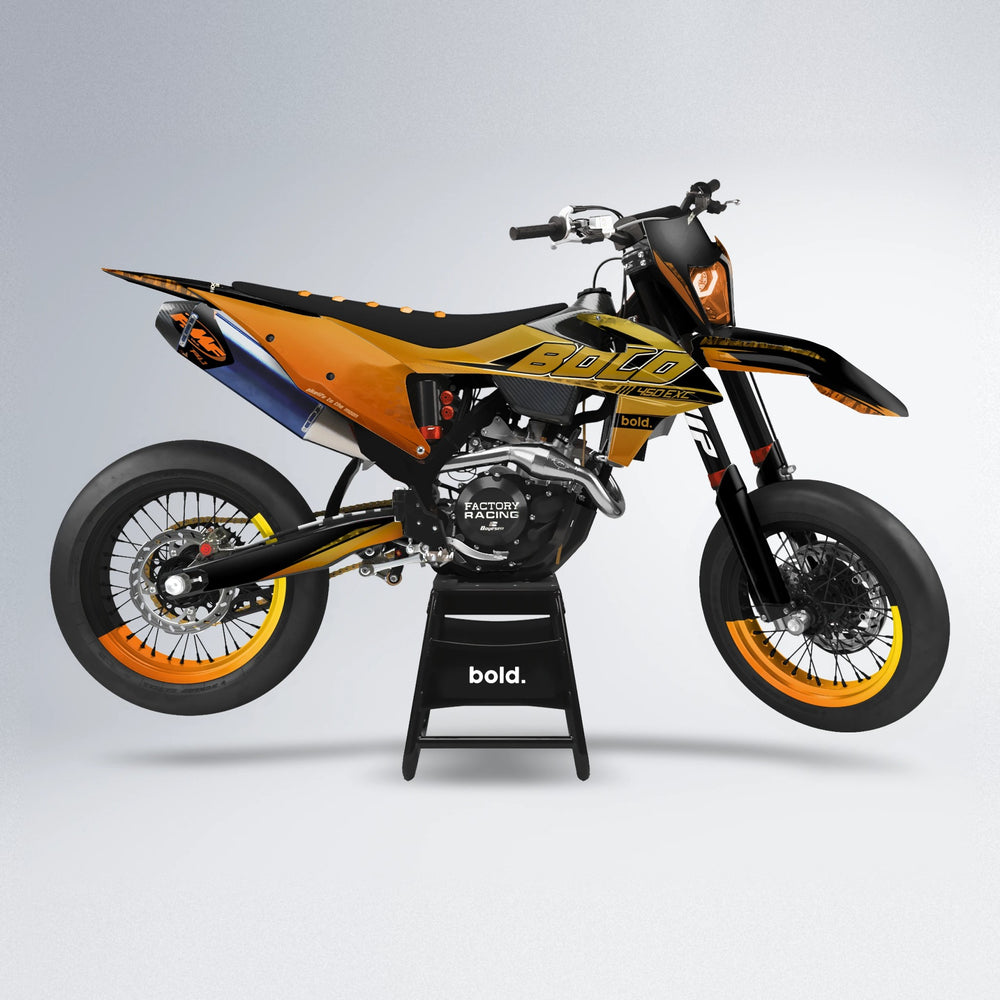 GEBEL V2 supermoto graphics kit in Orange & Yellow
