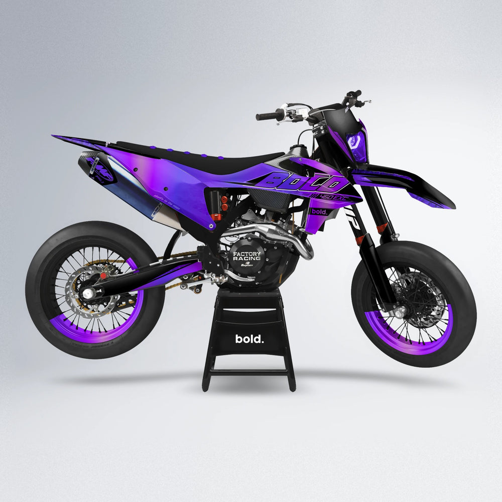 GEBEL V2 supermoto graphics kit in Purple Chrome