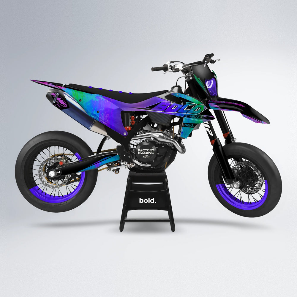GEBEL V2 supermoto graphics kit in Purple Holo