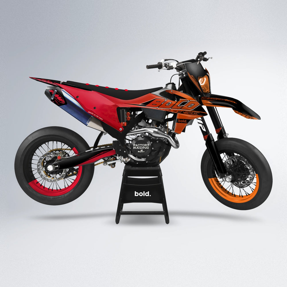 GEBEL V2 supermoto graphics kit in Red & Orange