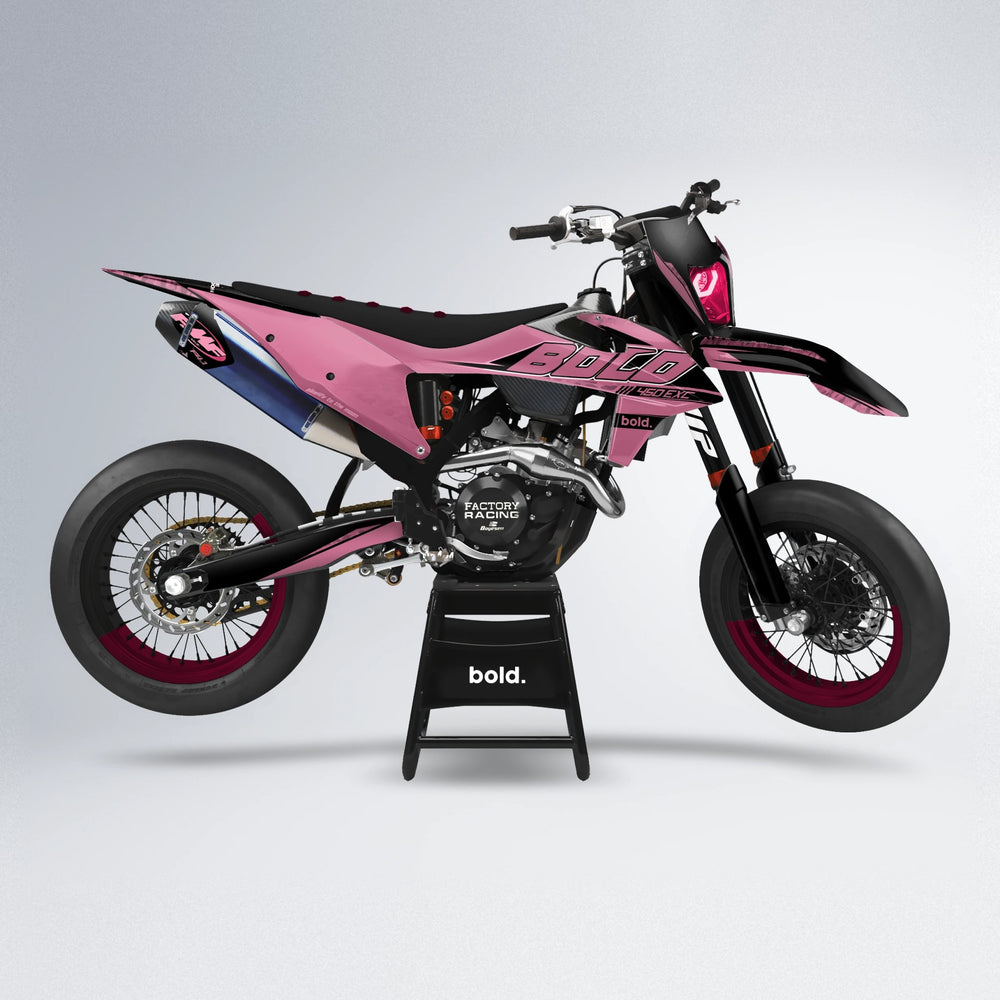 GEBEL V2 supermoto graphics kit in Sakura Pink