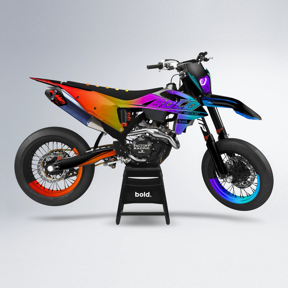 GEBEL V2 supermoto graphics kit in Sunset Fade