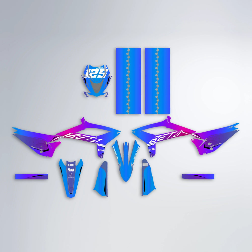GEBEL V3 Beta graphics kit parts layout in Blue Purple Fade
