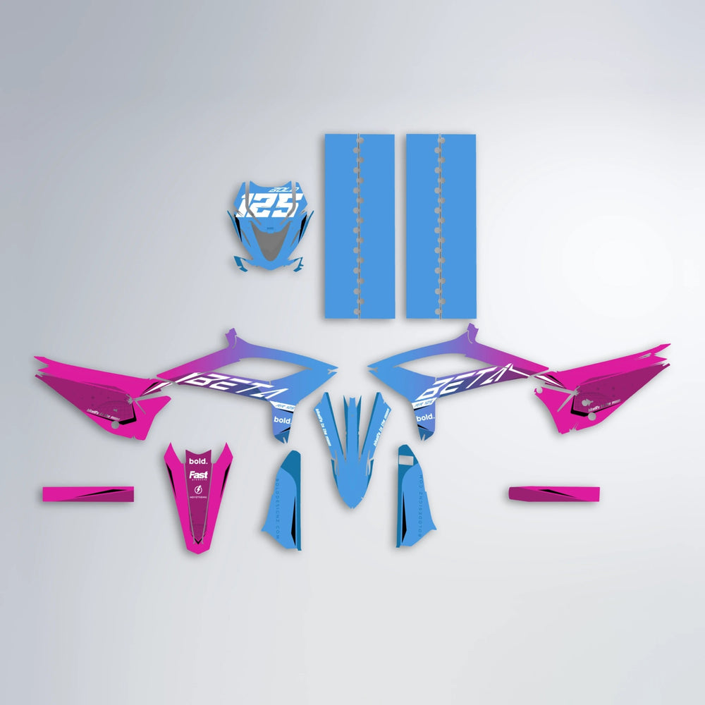 GEBEL V3 Beta graphics kit parts layout in Pink & Light Blue
