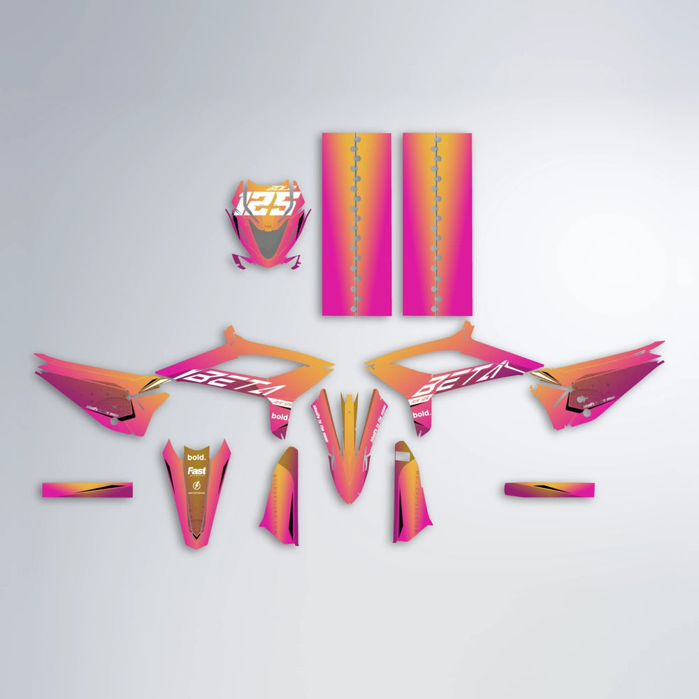 GEBEL V3 Beta graphics kit parts layout in Pink & Yellow