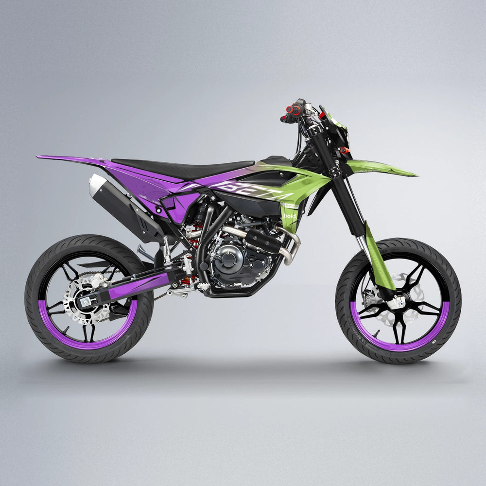 GEBEL V3 Beta supermoto graphics kit in Purple & Yellow