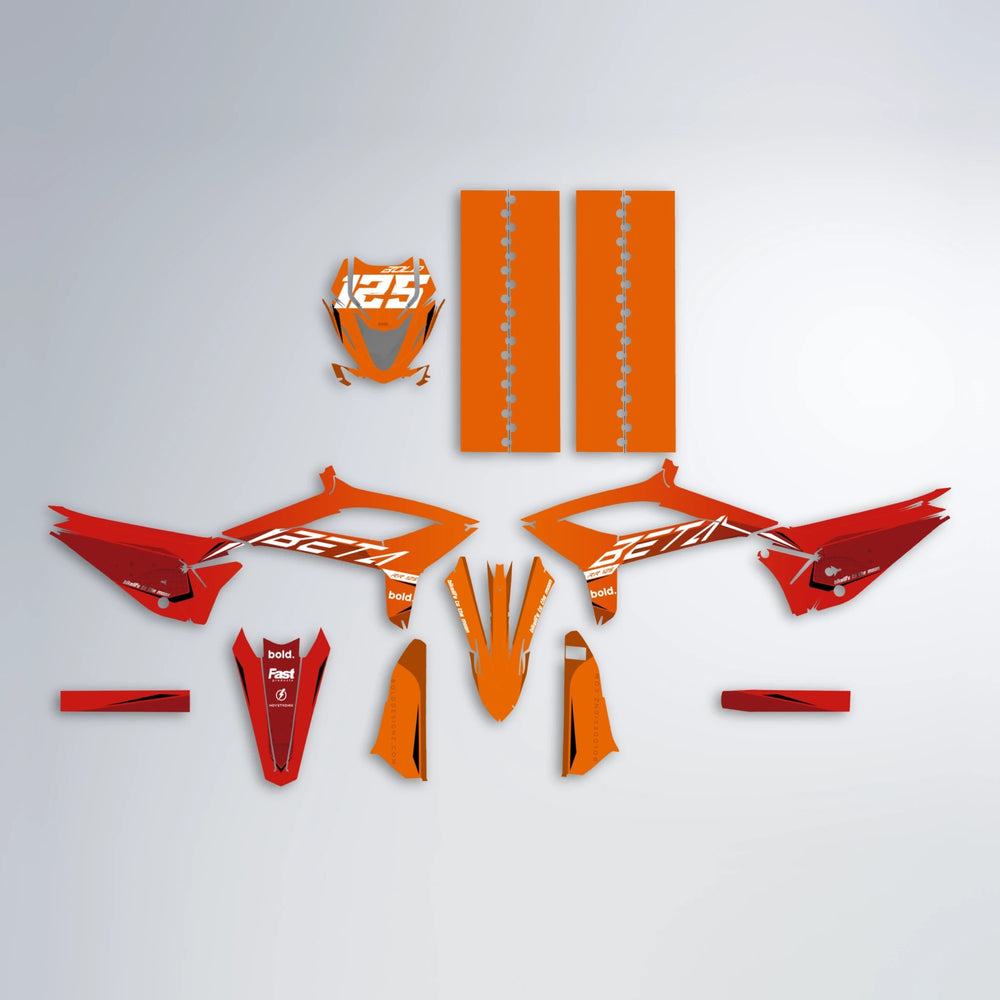 GEBEL V3 Beta graphics kit parts layout in Red & Orange