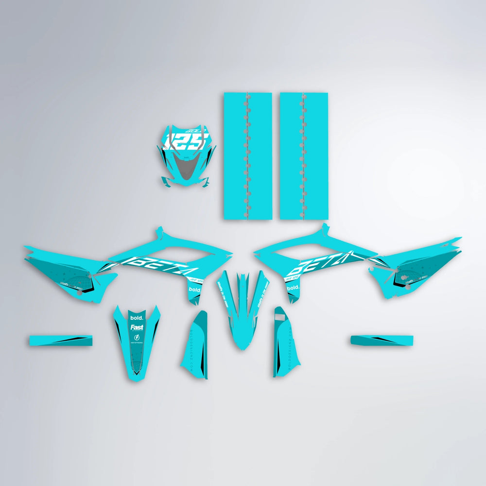 GEBEL V3 Beta graphics kit parts layout in Teal