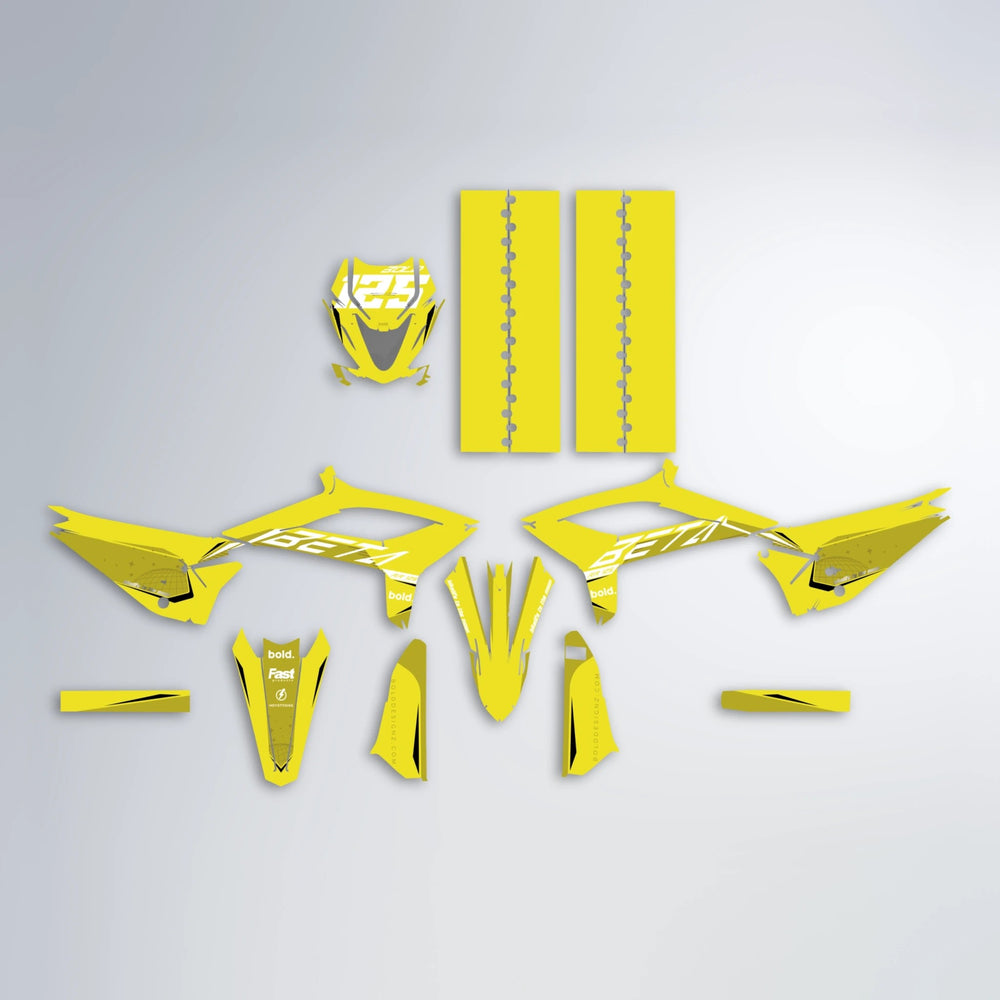 GEBEL V3 Beta graphics kit parts layout in Yellow