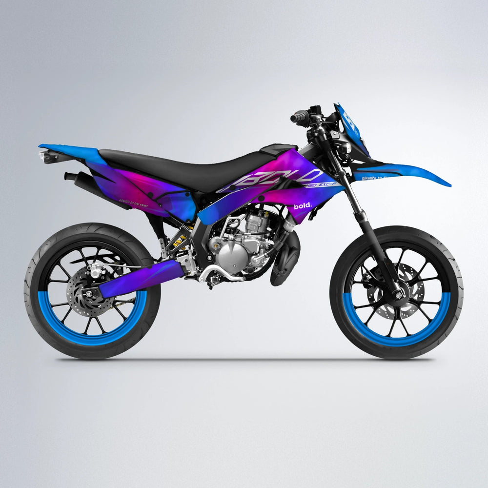 GEBEL V3 Derbi Senda supermoto graphics kit in Blue Purple Fade