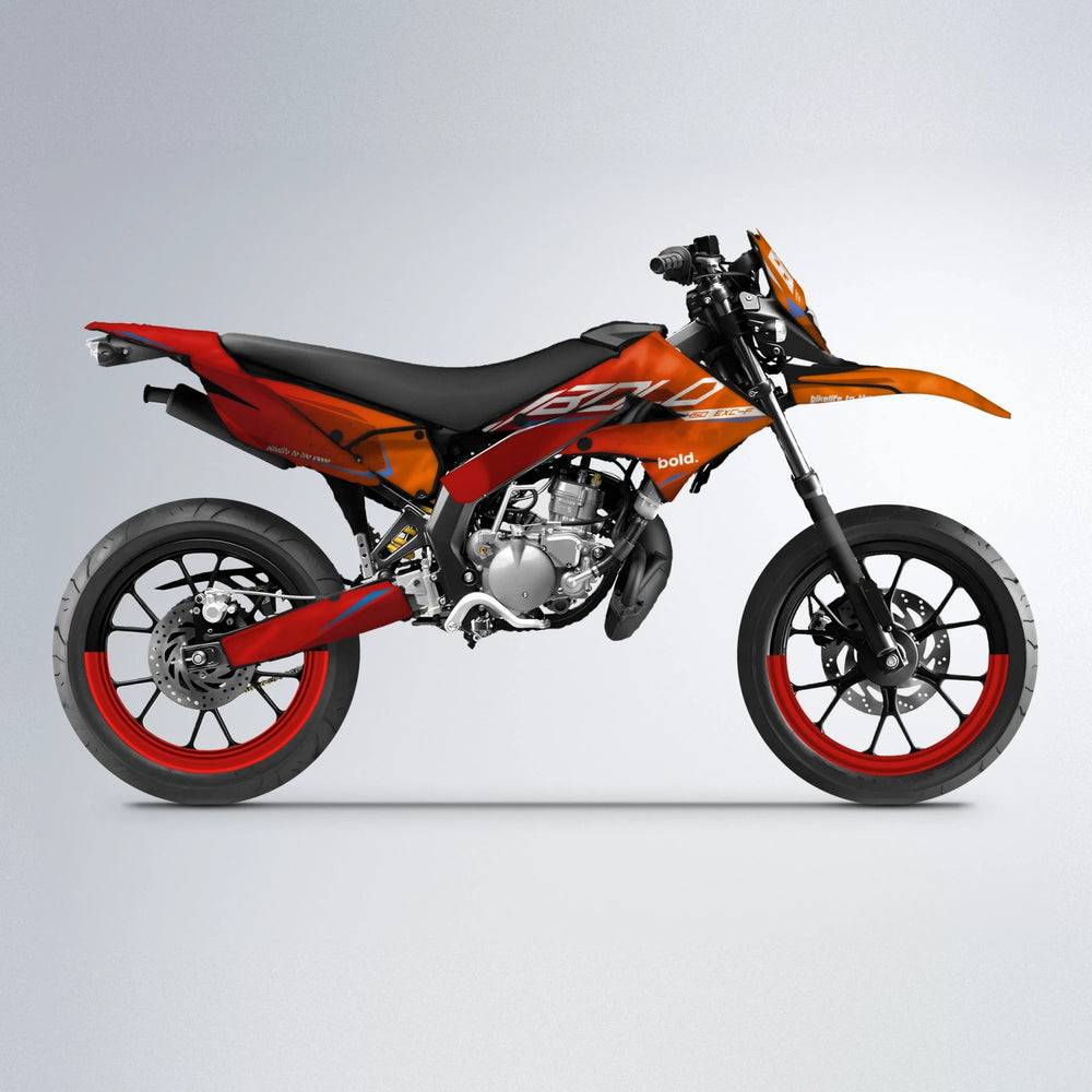 GEBEL V3 Derbi Senda supermoto graphics kit in Red & Orange