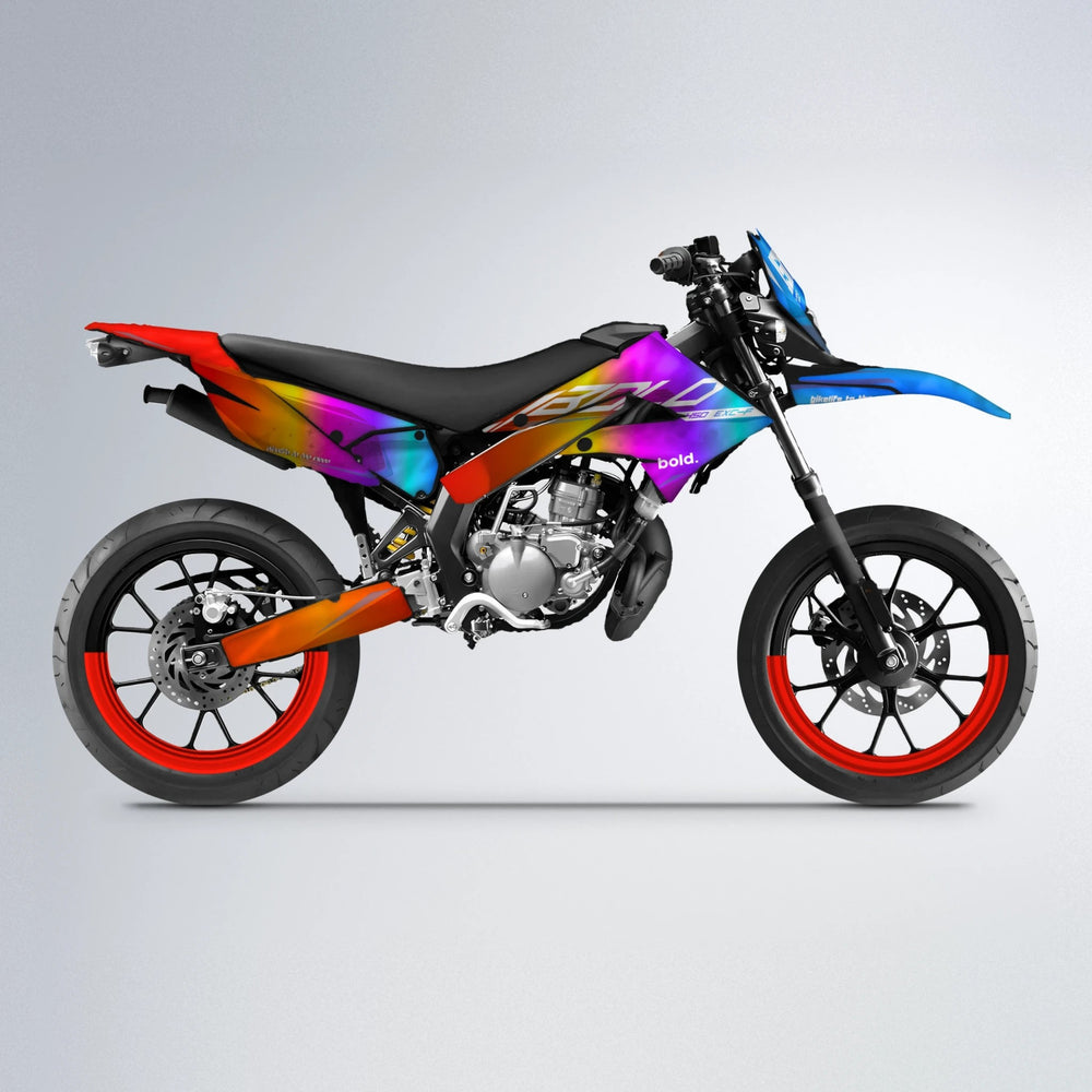 GEBEL V3 Derbi Senda supermoto graphics kit in Sunset Fade