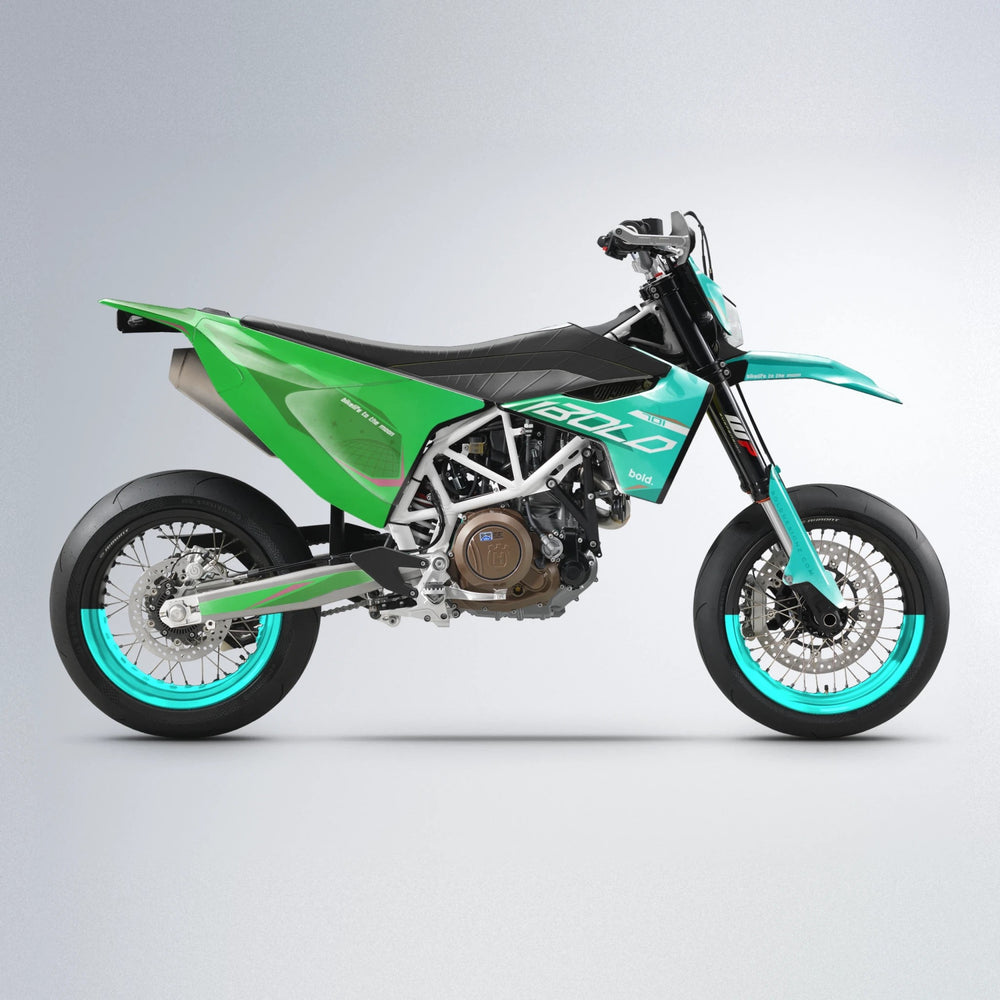 GEBEL V3 Husqvarna 701 supermoto graphics kit in Cyan & Green