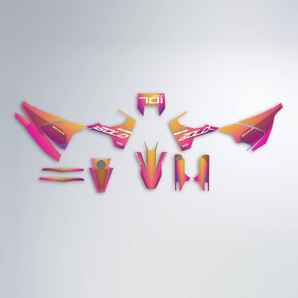 GEBEL V3 Husqvarna 701 graphics kit parts layout in Pink & Yellow