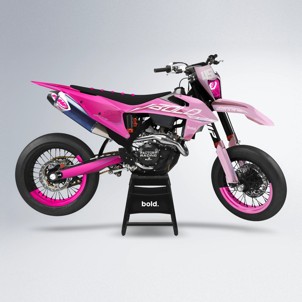 GEBEL V3 supermoto graphics kit in Flamingo