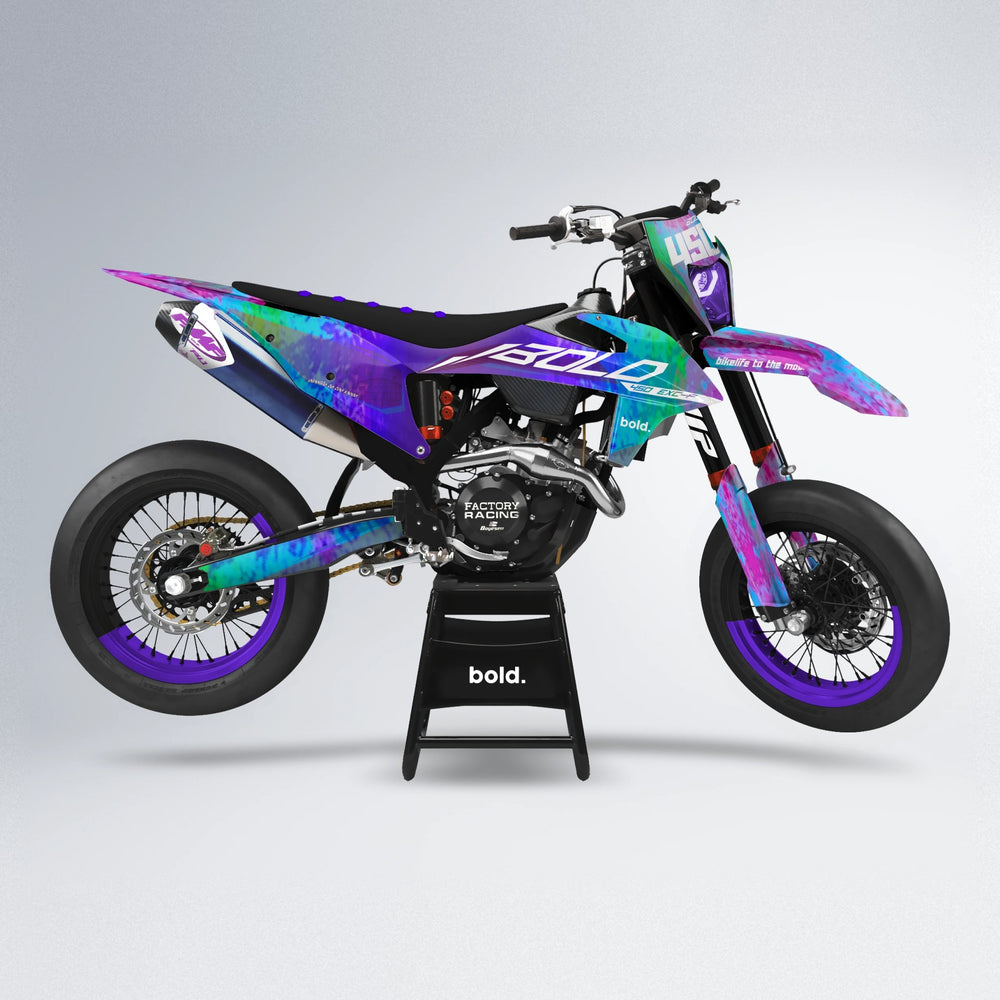 GEBEL V3 supermoto graphics kit in Purple Holo