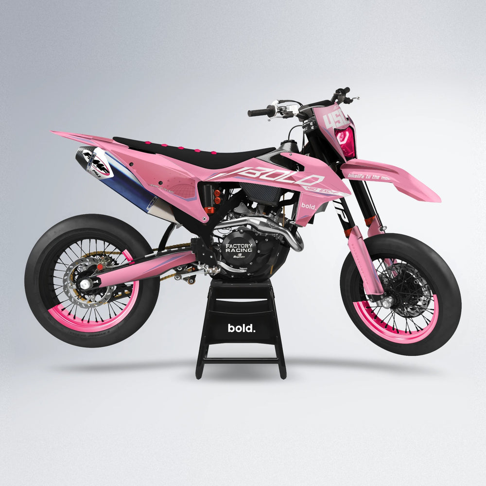 GEBEL V3 supermoto graphics kit in Sakura Pink