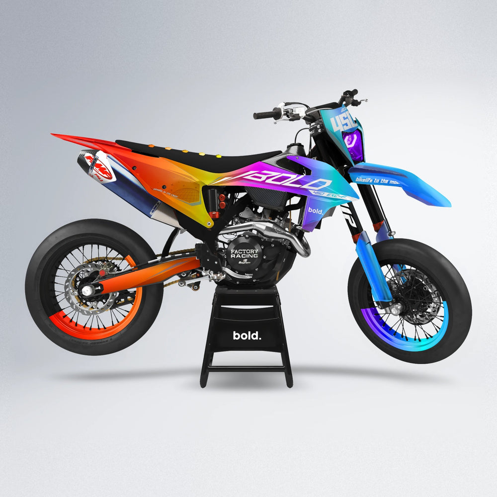 GEBEL V3 supermoto graphics kit in Sunset Fade