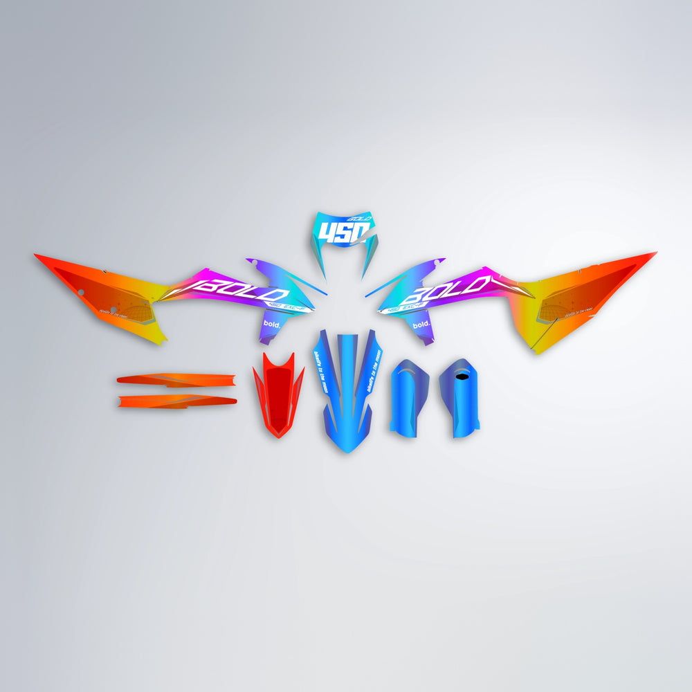 GEBEL V3 graphics kit parts layout in Sunset Fade
