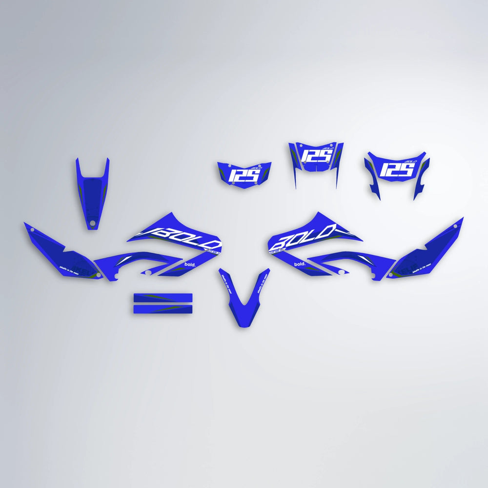 GEBEL V3 Yamaha WR 125X graphics kit parts layout in Blue