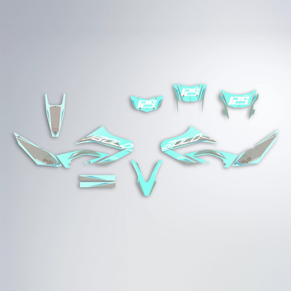 GEBEL V3 Yamaha WR 125X graphics kit parts layout in Mint