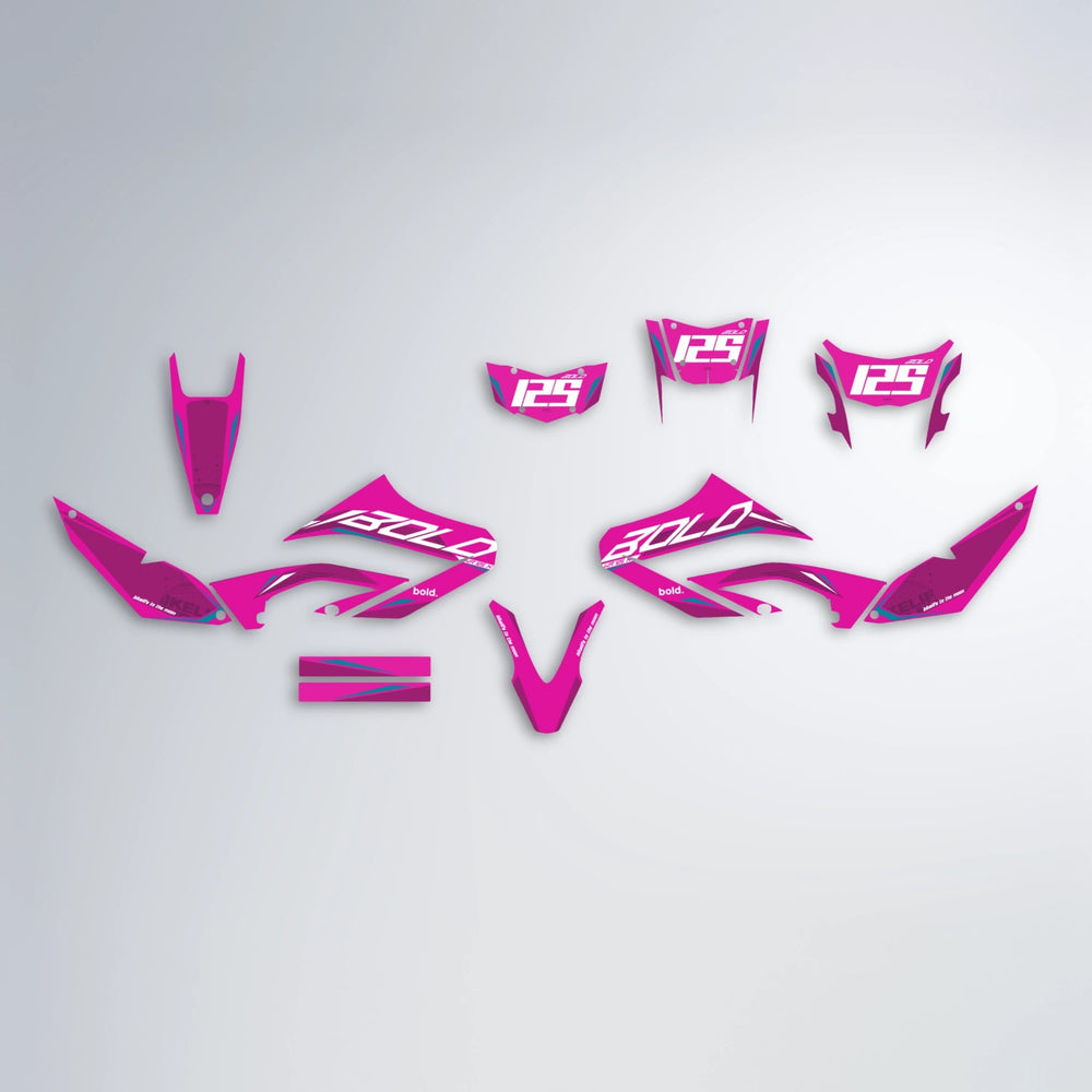 GEBEL V3 Yamaha WR 125X graphics kit parts layout in Pink