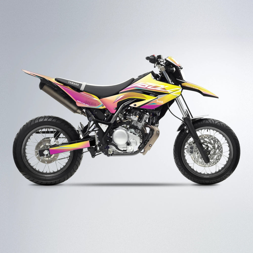GEBEL V3 Yamaha WR 125X supermoto graphics kit in Pink & Yellow