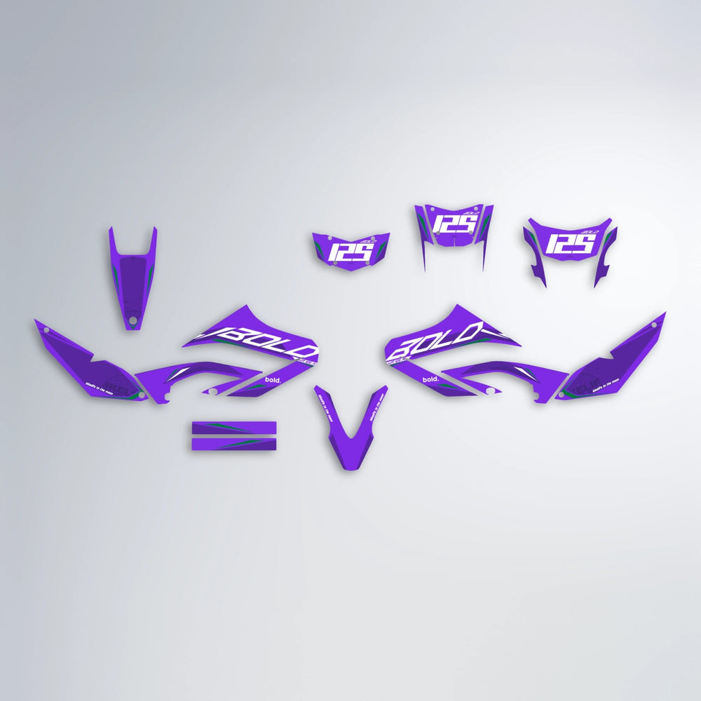 GEBEL V3 Yamaha WR 125X graphics kit parts layout in Purple
