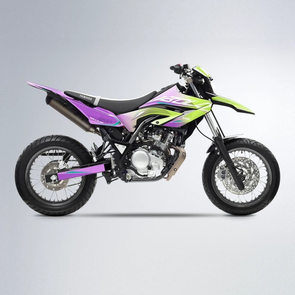 GEBEL V3 Yamaha WR 125X supermoto graphics kit in Purple & Yellow