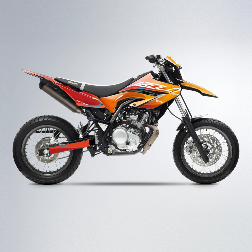 GEBEL V3 Yamaha WR 125X supermoto graphics kit in Red & Orange