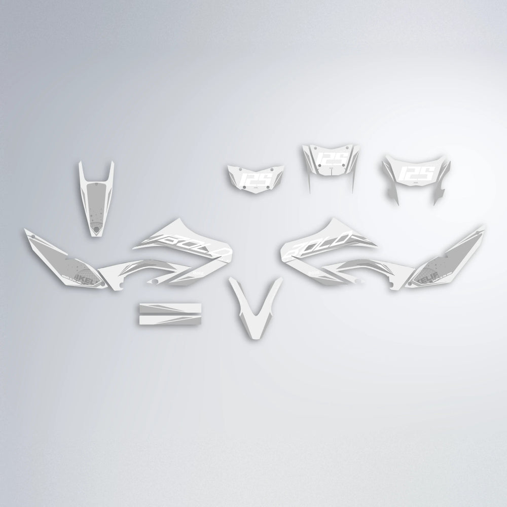 GEBEL V3 Yamaha WR 125X graphics kit parts layout in White