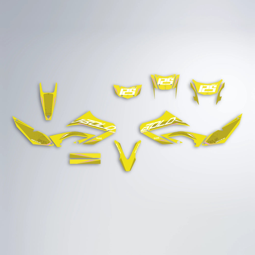 GEBEL V3 Yamaha WR 125X graphics kit parts layout in Yellow