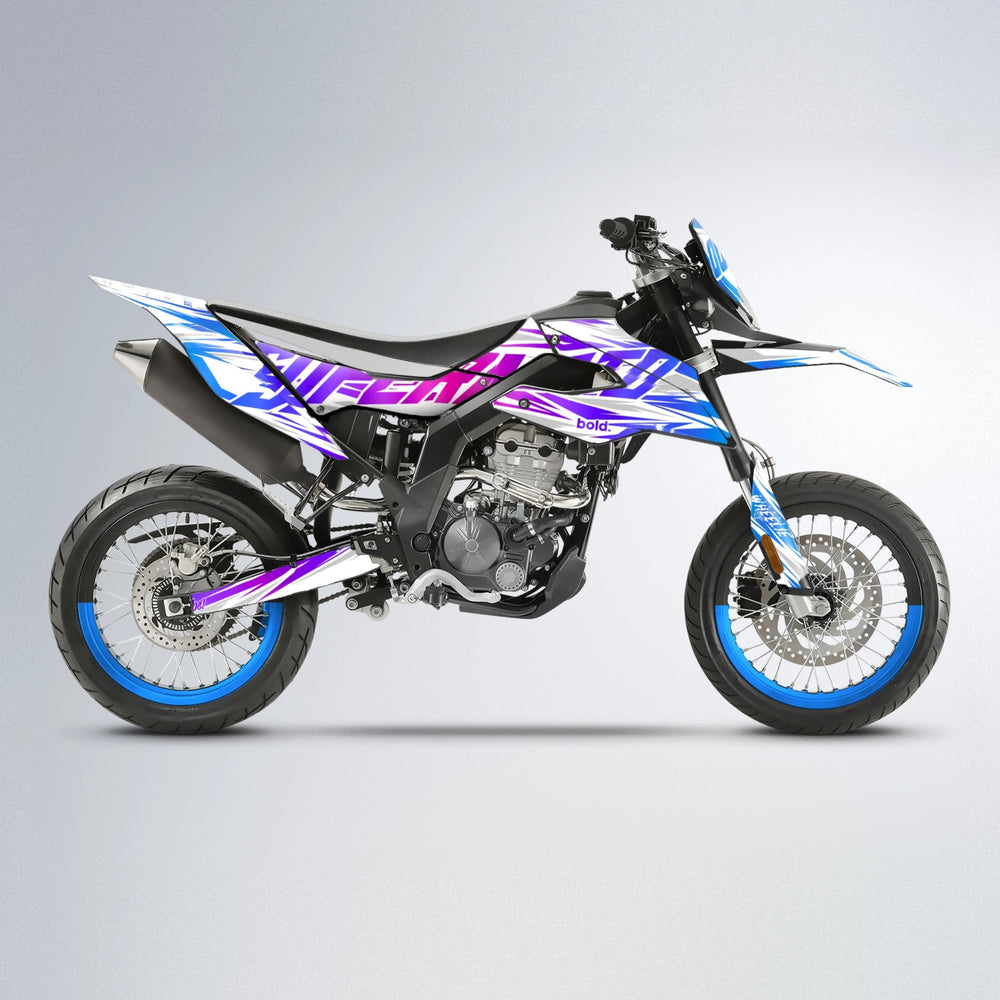 GEBEL V4 Aprilia SX 125 supermoto graphics kit in Blue Purple Fade