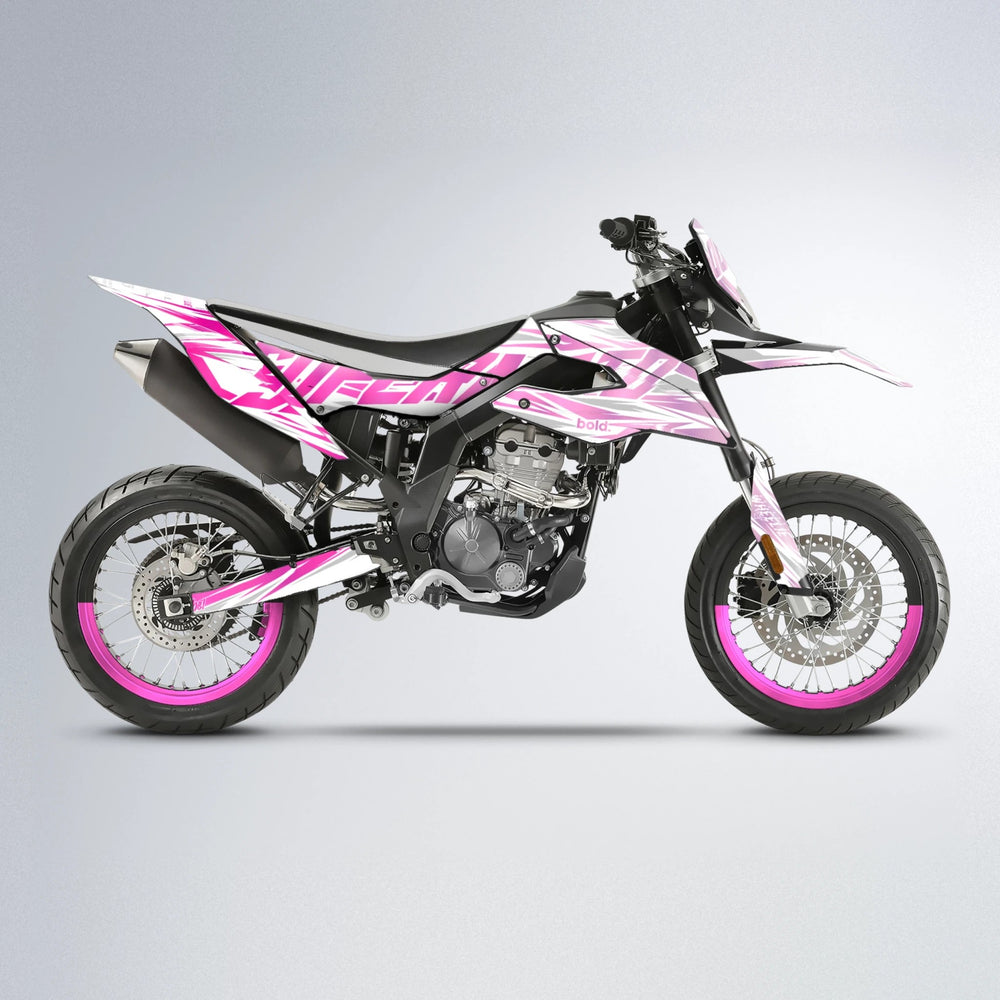GEBEL V4 Aprilia SX 125 supermoto graphics kit in Flamingo